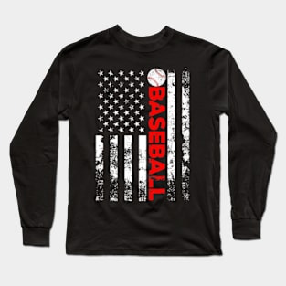 Baseball American Flag Baseball Team Gift Long Sleeve T-Shirt